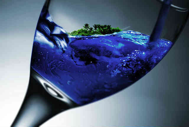 strange lucid dream island in glass of water