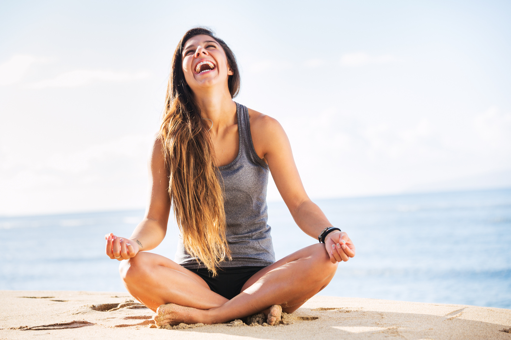 girl enjoying meditating