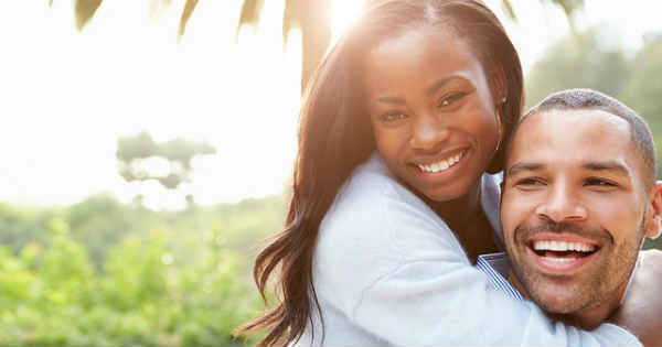 caring couple having a good time