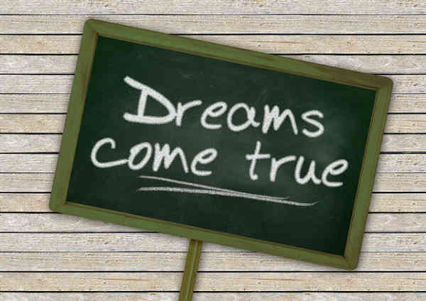 dream board with dreams come true writing