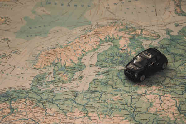 toy car going across the globe