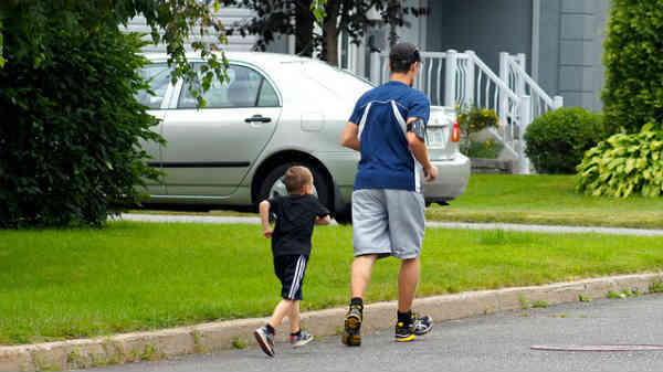 father and son jogging