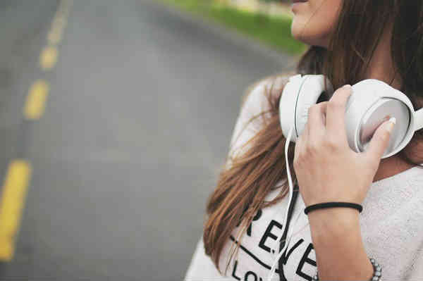 woman listening to music