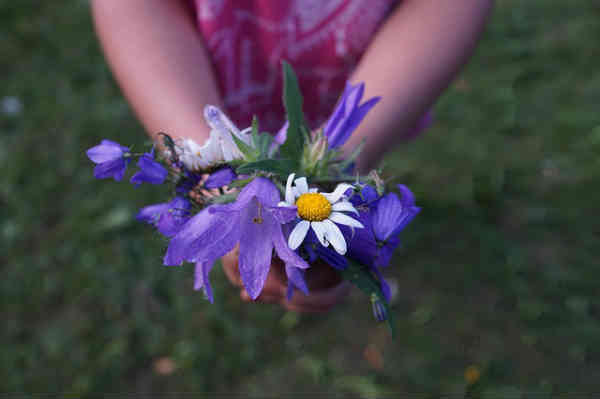 girl giving a flower