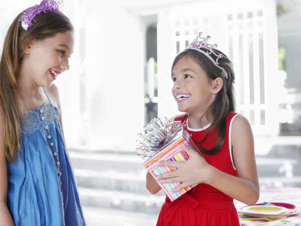 girl receiving a gift