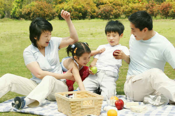 happy family in the park