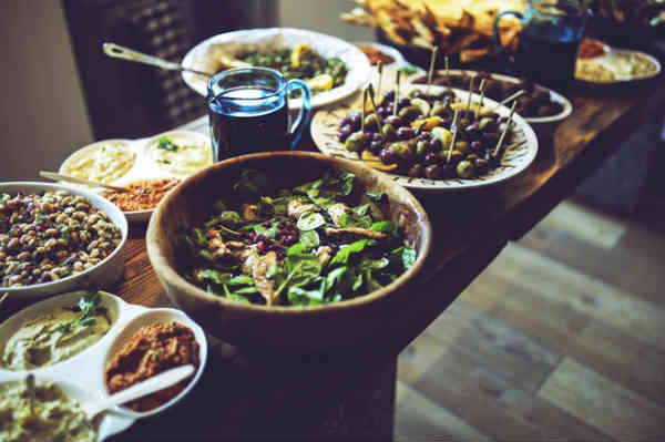 table full of healthy food