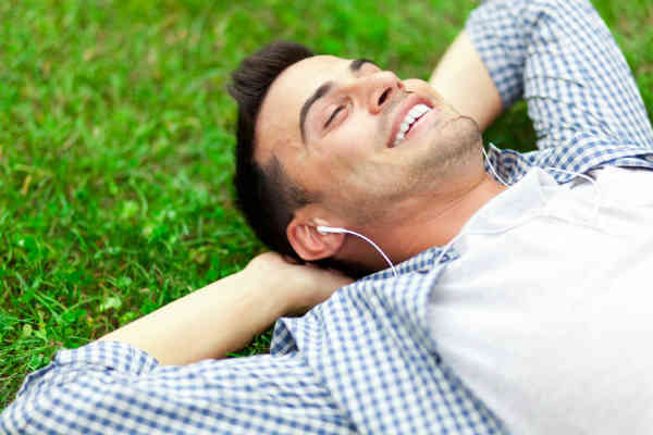 man relaxing stress free