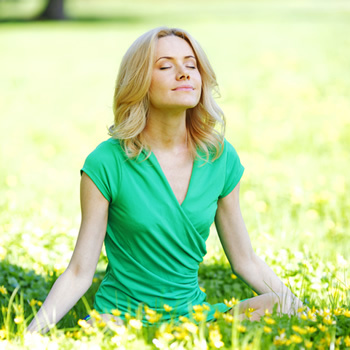 woman meditating peacefully