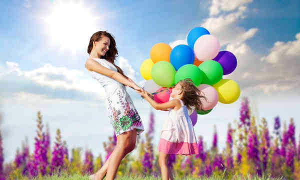 mom and daughter playing