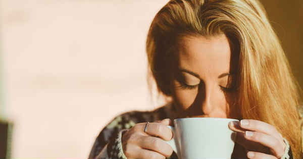 woman drinking morning coffee