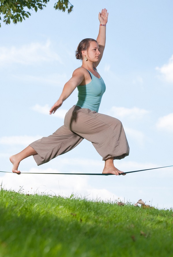 woman walking a fine line