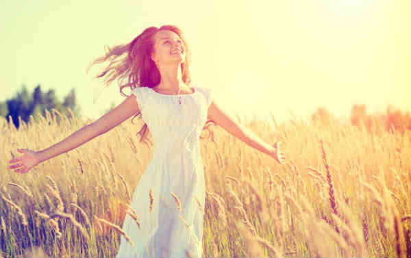 woman enjoying herself in the field