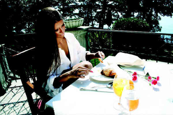 woman enjoying a meal