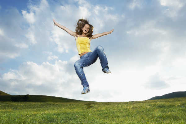woman happy and jumping