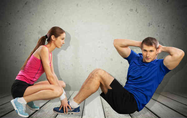 woman and man exercizing