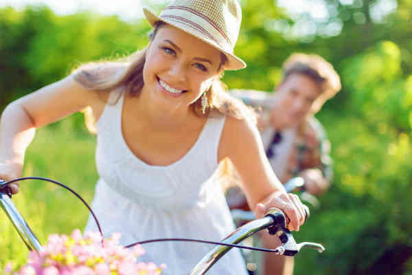 woman riding a bicycle