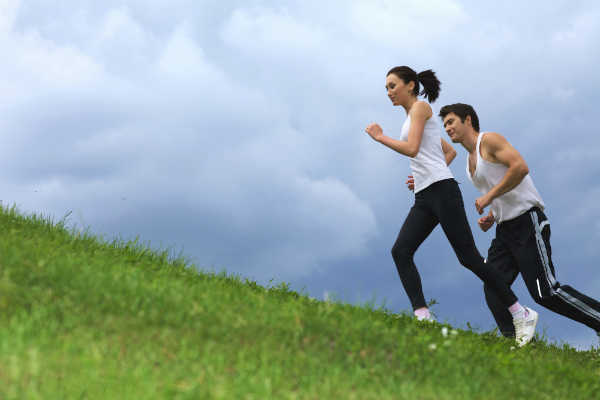 young couple jogging
